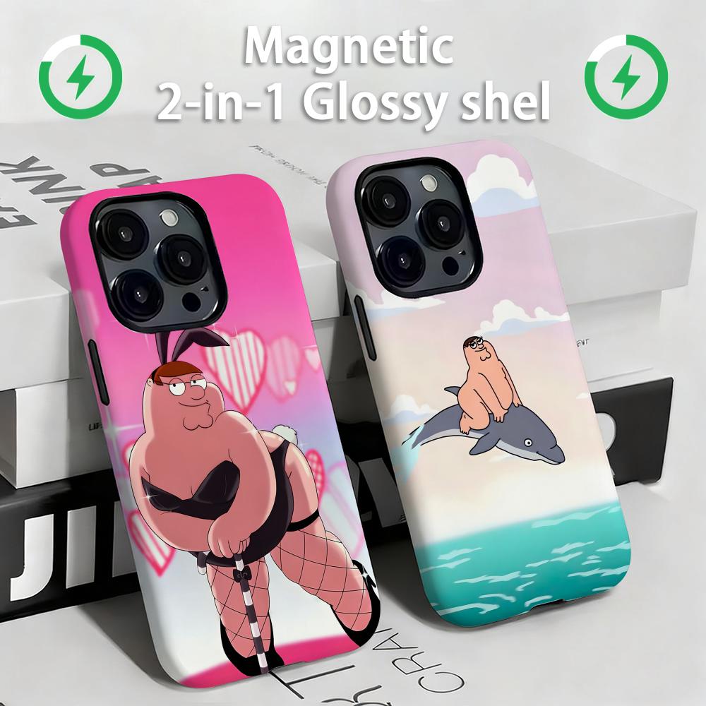 Magnetic Phone Case - เคสโทรศัพท์แม่เหล็ก 2-in-1 แบบมันเงา ลาย Family Guy