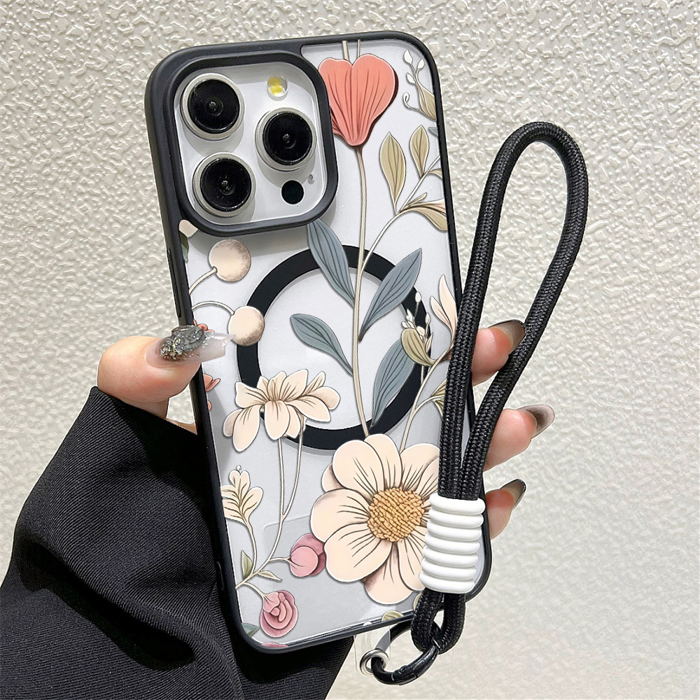 เคสโทรศัพท์ลายดอกไม้ขอบดำ ป้อง - Magnetic Phone Case บทวิจารณ์และราคา